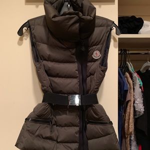 Moncler dark green down puffer vest